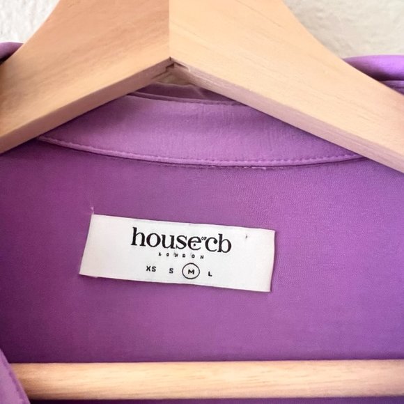 House of CB London Martinique Jersey Mini Shirt Dress In Lilac M - Picture 5 of 7